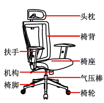 人体工学椅结构图